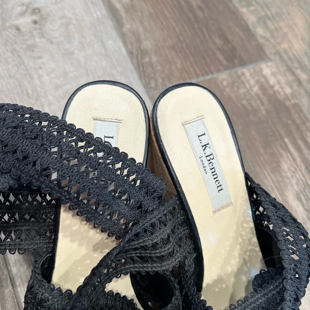 LK Bennett “Eimear” Elastic / Cork Platform Wedge Sandals - Size 35 US 5